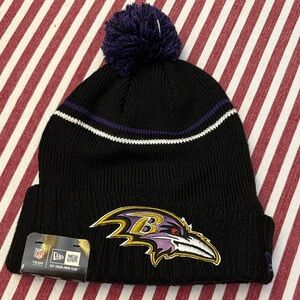 New Baltimore Ravens Era Black Beanie with Pom-Pom